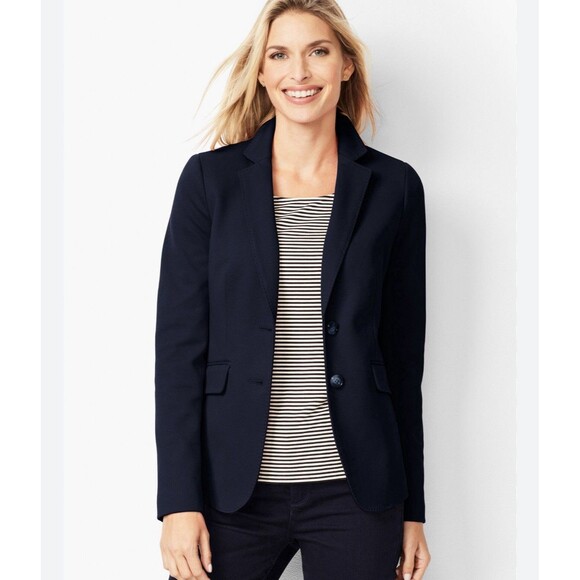 Talbots Aberdeen Womens Blazer Sz 12 L Black Work Jacket Closet Classic NWOT - Picture 1 of 9
